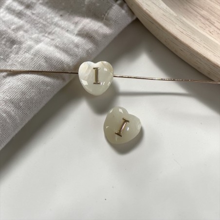 Cuore con lettera I in Madreperla con foro passante 8mm | GDO