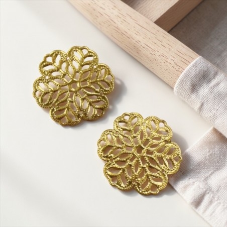 Filigrana a fiore traforato in ottone oro 29mm | Gioie d'Oriente