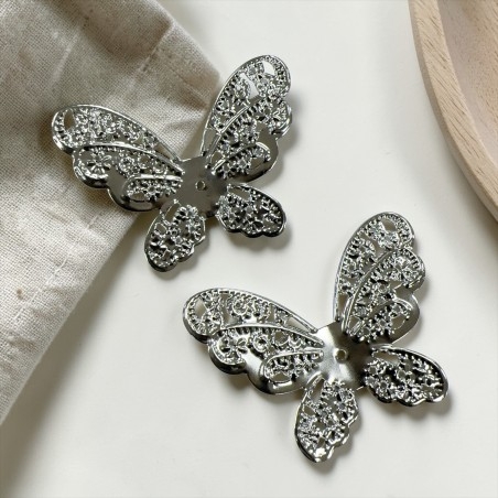 Filigrana a forma di Farfalla in ottone argento rodio con foro 43x32mm 1pz | GDO