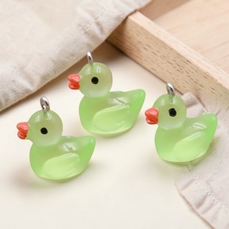 Ciondolo a forma di Papera in resina Verde lime 20mm 2pz | GDO