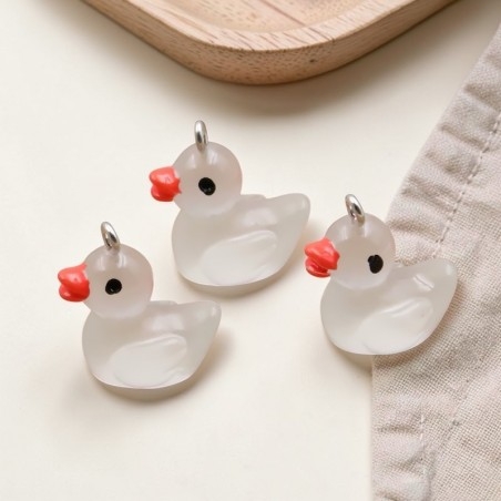 Ciondolo a forma di Papera in resina Bianca 20mm 2pz | GDO