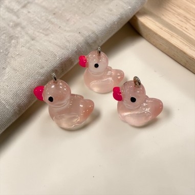 Ciondolo a forma di Papera in resina Rosa chiaro 20mm 2pz | GDO
