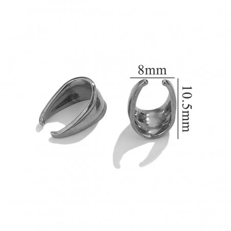 Ganci per ciondoli con superficie lavorata in Acciaio rodio 8x10.5mm 4pz | GDO