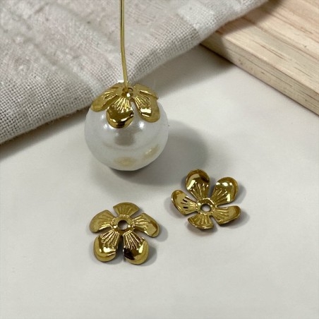 Copriperle fiore in acciaio inox 12mm per creazione bijoux, finitura acciaio, confezione 20 pezzi gioiedoriente