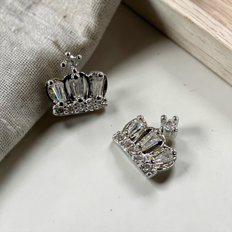 Ciondolo Corona in Ottone con Strass 8mm 1pz - Gioie d'Oriente