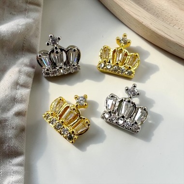 Ciondolo Corona in Ottone con Strass 8mm 1pz - Gioie d'Oriente