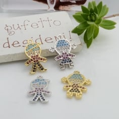 Ciondolo bimba bimbo in ottone con zirconi colori vari 1pz Gioie d'Oriente