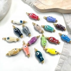 Ciondolo Pesce con occhio in Ceramica smaltata 10x30mm 1pz - Vari colori | GDO