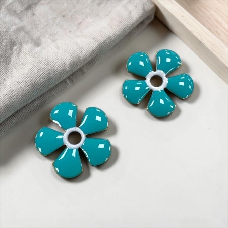 Ciondolo Fiore smaltato tiffany in ottone con foro centrale 12mm 1pz | GDO