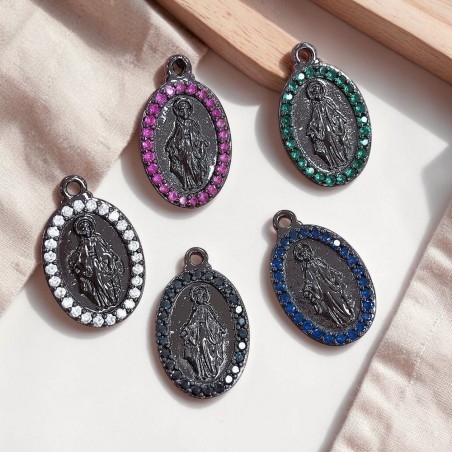 Medaglia Madonna con strass Canna di fucile 13x21 mm 1pz Gioie d'Oriente