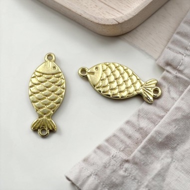 Connettore pesce piatto in zama oro opaco 7.5 x 17 mm 1pz Gioie d'Oriente