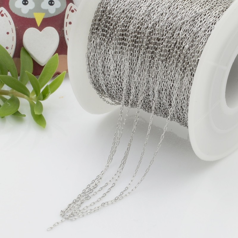 Catena sottile in acciaio con maglie rettangolari 0.9mm, lunghezza 10mt maxi confezione GDO