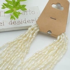 Perle di fiume bianche naturali a chicco di riso 3x6mm, filo circa 50cm, 10 fili GDO 2