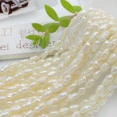 Fili di Perle di fiume piccoli chicchi di riso 3.5x5mm circa 45cm colore naturale bianco GDO