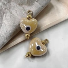 Ciondolo Cuore con occhio in Ceramica smaltata 14x23mm 1pz - Vari colori | GDO 2