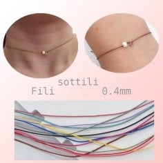 Cordino beige sottile in poliestere 0.4mm su rocchetto, 5 metri per bracciali e collane fai da te GDO 2
