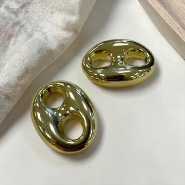 Connettore ovale 2 fori in resina oro 30x40 mm 1pz Gioie d'Oriente