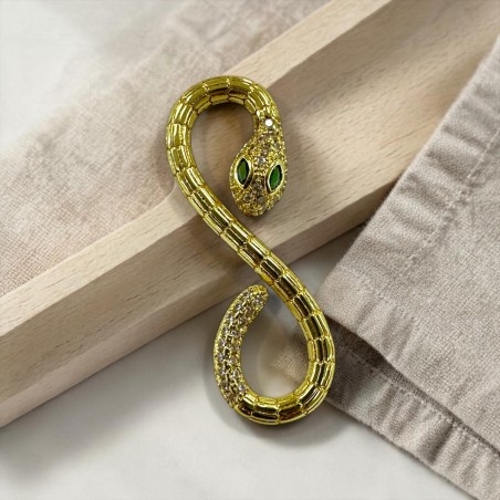 Ciondolo serpente in ottone oro con strass bianchi 13x37mm 1pz Gioie d'Oriente