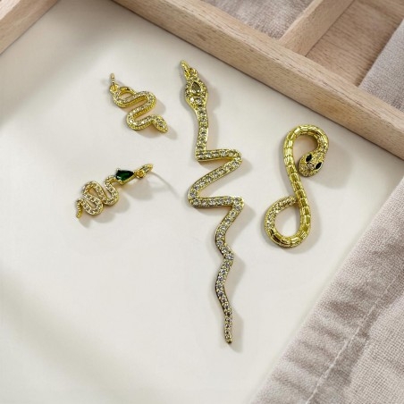 Ciondolo serpente in ottone oro con strass bianchi 1pz vari modelli Gioie d'Oriente