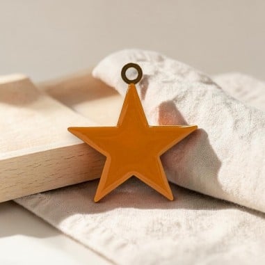 Ciondolo Stella smaltata arancione scuro in Acciaio oro 46x50mm 1pz | GDO
