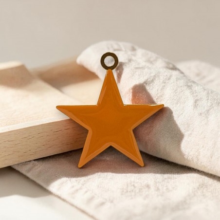 Ciondolo Stella smaltata arancione scuro in Acciaio oro 46x50mm 1pz | GDO