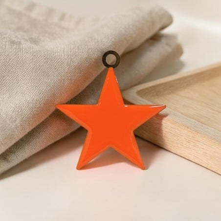 Ciondolo Stella smaltata arancione in Acciaio oro 46x50mm 1pz | GDO