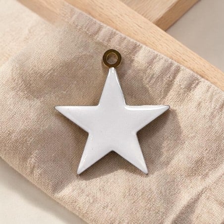 Ciondolo Stella smaltata bianco in Acciaio oro 46x50mm 1pz | GDO