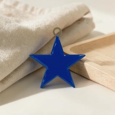 Ciondolo Stella smaltata blu scuro in Acciaio oro 46x50mm 1pz | GDO