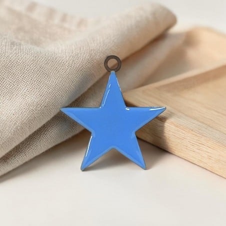 Ciondolo Stella smaltata cielo in Acciaio oro 46x50mm 1pz | GDO