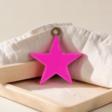 Ciondolo Stella smaltata fucsia in Acciaio oro 46x50mm 1pz | GDO