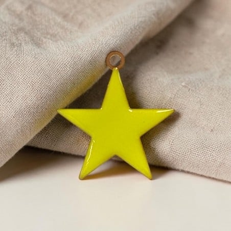 Ciondolo Stella smaltata giallo in Acciaio oro 46x50mm 1pz | GDO