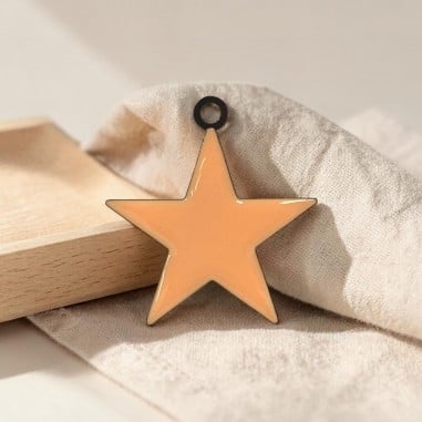 Ciondolo Stella smaltata rosa antico in Acciaio oro 46x50mm 1pz | GDO