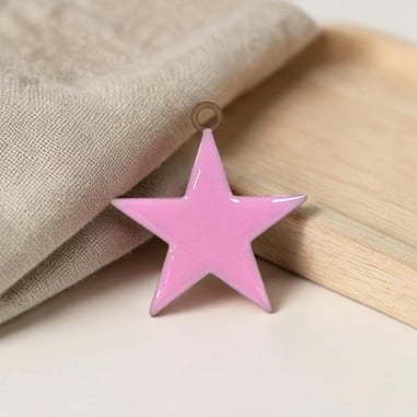 Ciondolo Stella smaltata rosa in Acciaio oro 46x50mm 1pz | GDO
