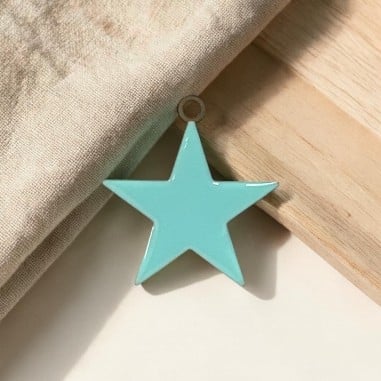 Ciondolo Stella smaltata tiffany chiaro in Acciaio oro 46x50mm 1pz | GDO