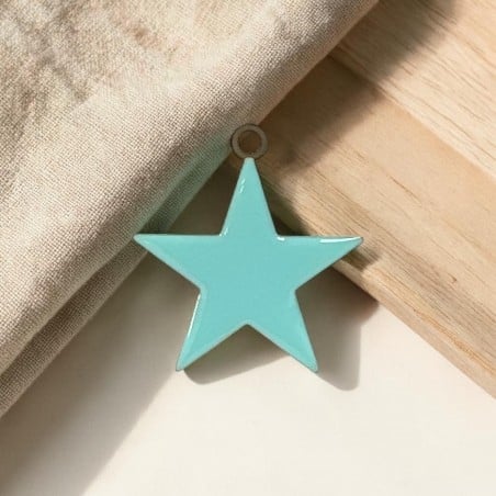 Ciondolo Stella smaltata tiffany chiaro in Acciaio oro 46x50mm 1pz | GDO