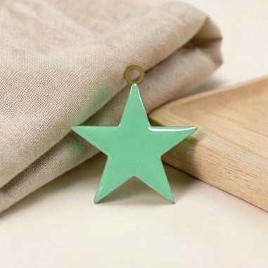 Ciondolo Stella smaltata verde chiaro in Acciaio oro 46x50mm 1pz | GDO