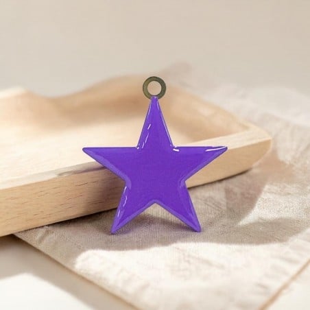 Ciondolo Stella smaltata viola in Acciaio oro 46x50mm 1pz | GDO