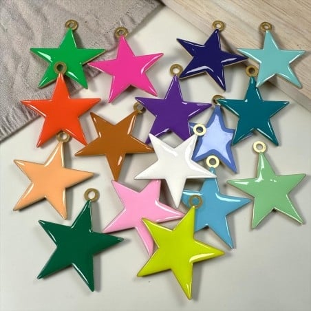 Ciondolo Stella smaltata in Acciaio oro 46x50mm 1pz - Vari colori | GDO