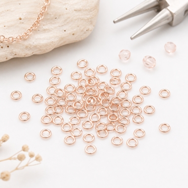 Anellini aperti in ottone colore oro rosa chiaro filo 0.8mm 4mm GDO