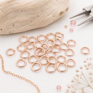 Anellini aperti in ottone colore oro rosa chiaro filo 0.8mm  6mm GDO