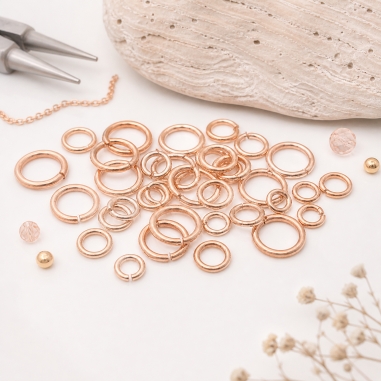 Anellini aperti in ottone colore oro rosa chiaro filo 0.8mm GDO