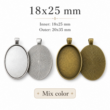 Base cabochon ovale in metallo 18x25mm esterno 20x35mm 2pz Gioie d'Oriente