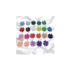 Ciondolo quadrifoglio in acciaio dorato smaltato vari colori 20x25 mm 1pz Gioie d'Oriente