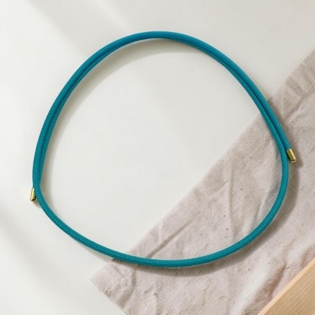 Collana in acciaio con chiusura magnetica, cordino turchese 1.8mm, 50cm, marchio Gioie d'Oriente