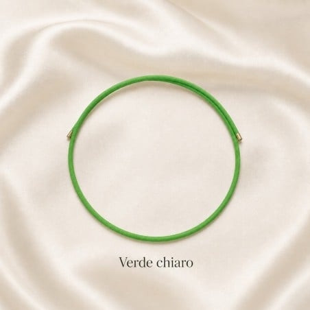 Girocollo verde e verde chiaro regolabile, chiusura magnetica dorata, filo 1.8mm GDO
