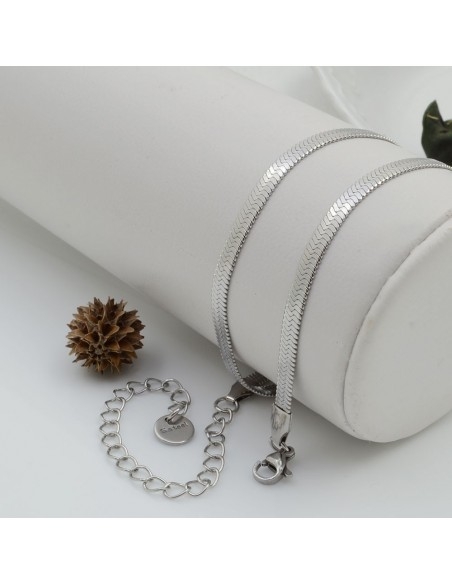 Collana snake piatta in acciaio inox 4mm 35cm con prolunga 5cm GDO