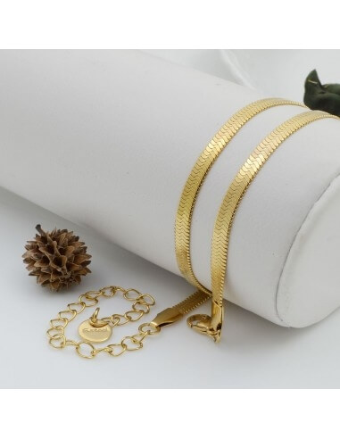 Collana snake piatta in acciaio inox 4mm 35cm con prolunga 5cm GDO