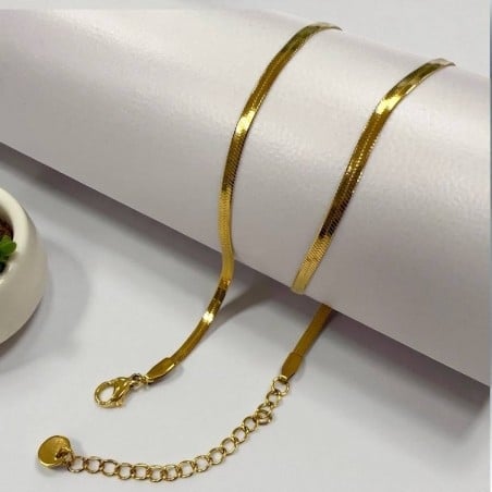 Collana snake piatta in acciaio 3mm 35cm con prolunga 5cm GDO