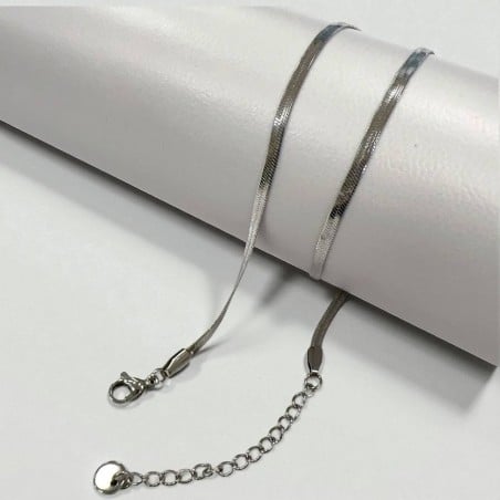 Collana snake piatta in acciaio 3mm 35cm con prolunga 5cm GDO