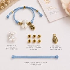 Kit bracciale fai da te con orsetto perlato, cordino colorato e granchio zirconato GDO